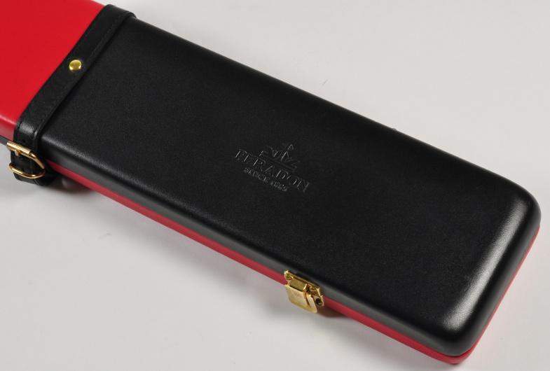 Peradon Three-Quarter Black and Red Cue Case (Close up)