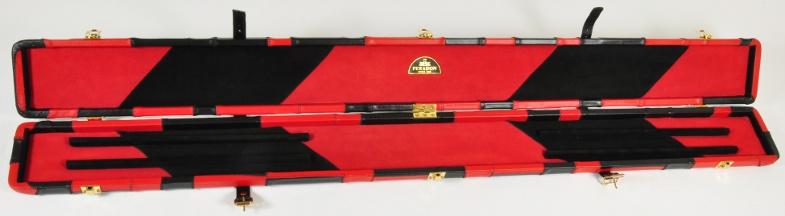 Peradon Three-Quarter Black and Red Patchwork Cue Case (Open)