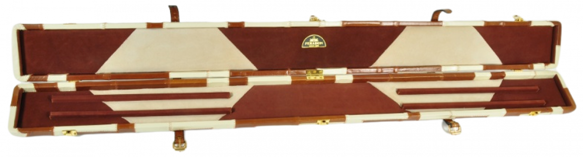 Peradon Three-Quarter Tan and Cream Patchwork Cue Case (Open)