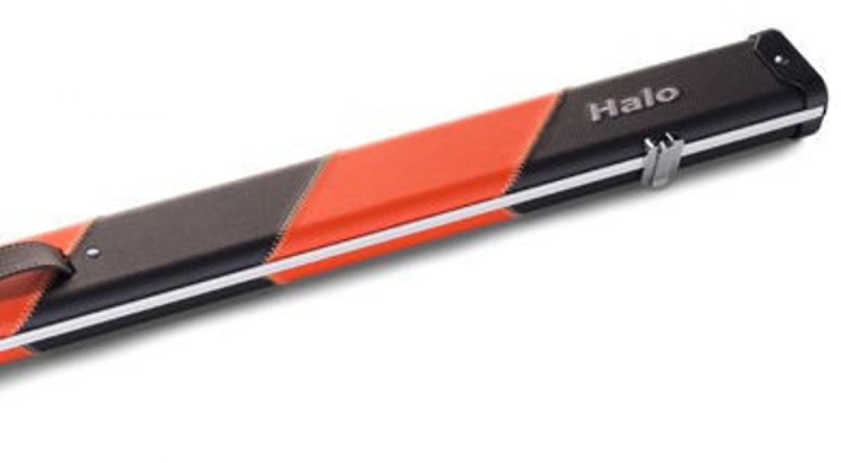 Halo Three-quarter Black/Orange Stripe Leather Effect Aluminium Case (half)