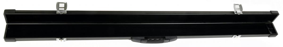 Peradon black aluminium three-quarter cue case (open)